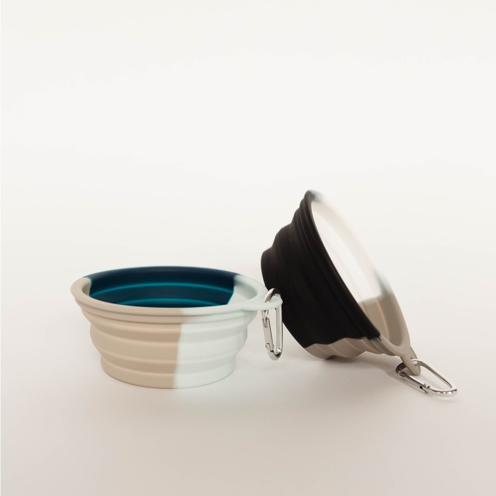Set of 2 Silicone Collapsible Travel Dog Bowls